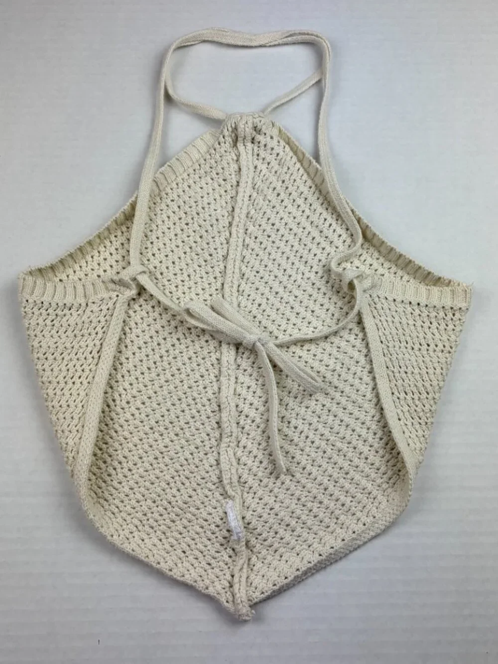 Free People Beach Off White Crochet Handkerchief Open Back Top Size Small Boho
